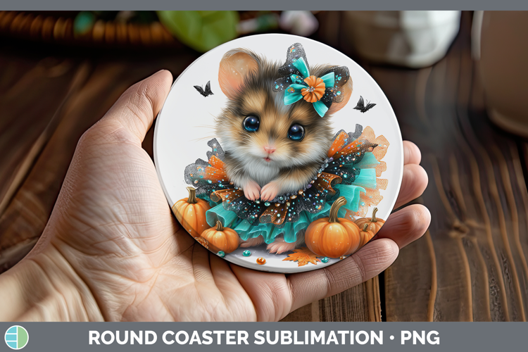 Farm Halloween Mouse Round Coaster Sublimation Coaster Desig