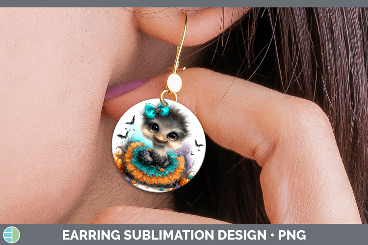 Farm Halloween Ostrich Round Earrings Sublimation Earrings D