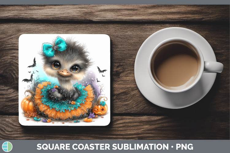 Farm Halloween Ostrich Square Coaster Sublimation Coaster De