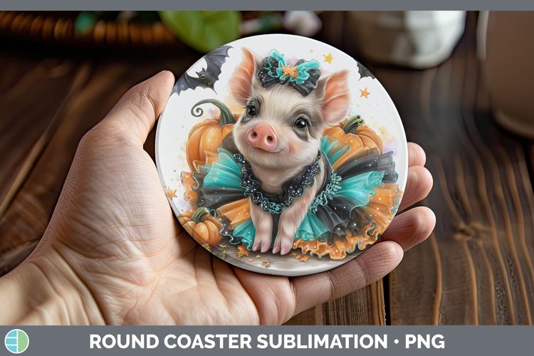 Farm Halloween Pig Round Coaster Sublimation Coaster Designs