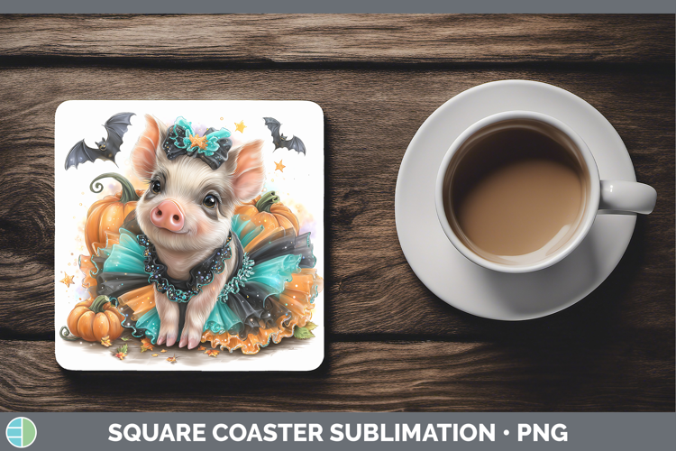 Farm Halloween Pig Square Coaster Sublimation Coaster Design