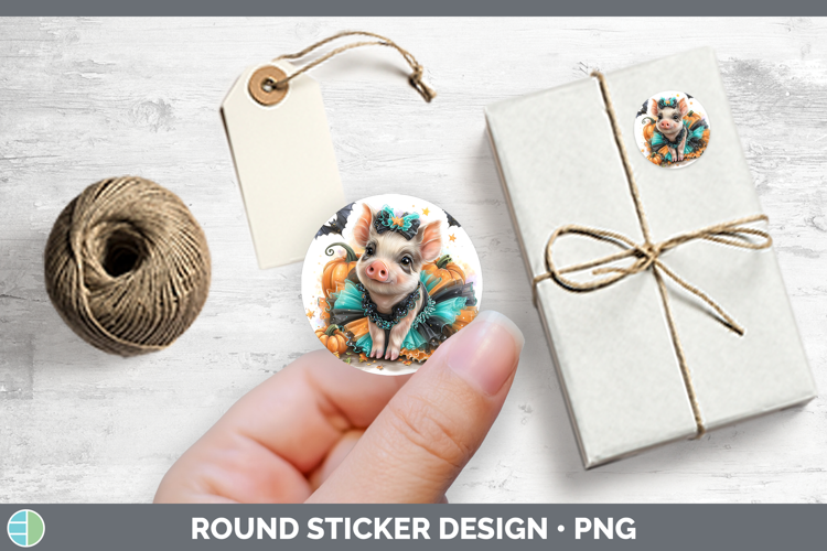 Farm Halloween Pig Stickers | Round Labels Designs