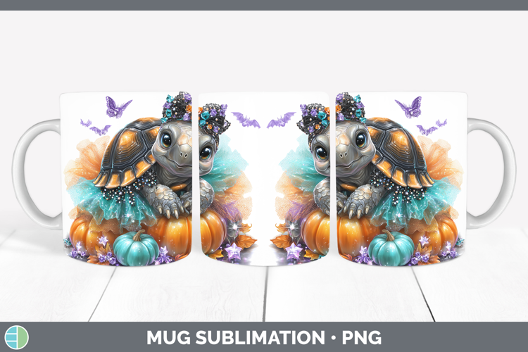 Farm Halloween Tortoise Mug Wrap Sublimation Coffee Cup Desi