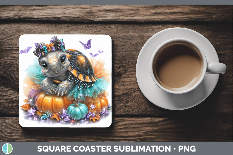 Farm Halloween Tortoise Square Coaster Sublimation Coaster D