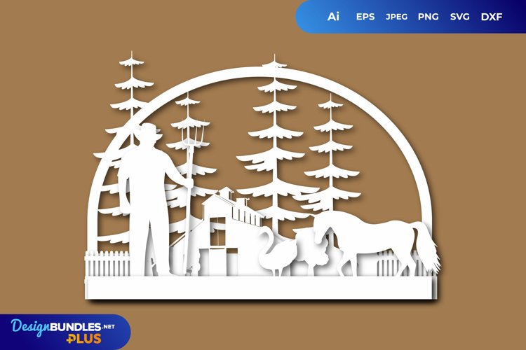 Farmhouse 3D Papercut, svg Farmhouse Papercut