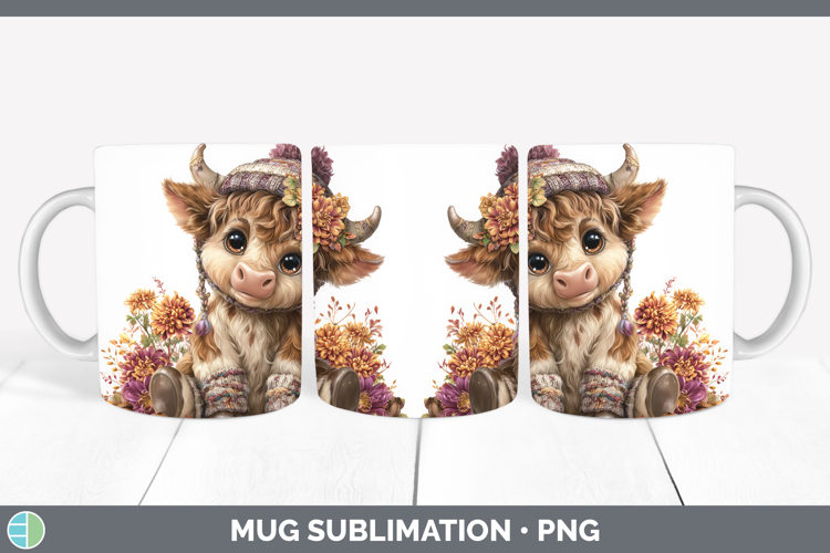 Bull Mug Wrap Farm Knit Hat Sublimation Coffee Cup Designs