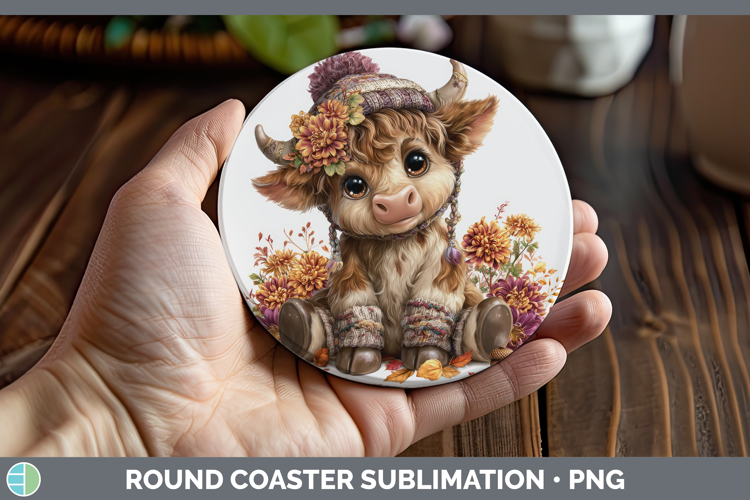 Bull Round Coaster Farm Knit Hat Sublimation Coaster Designs