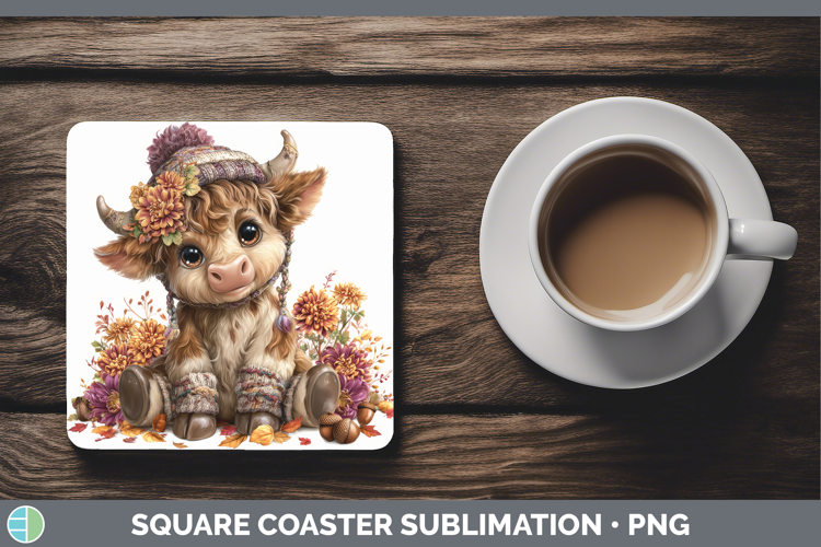 Bull Square Coaster Farm Knit Hat Sublimation Coaster Design