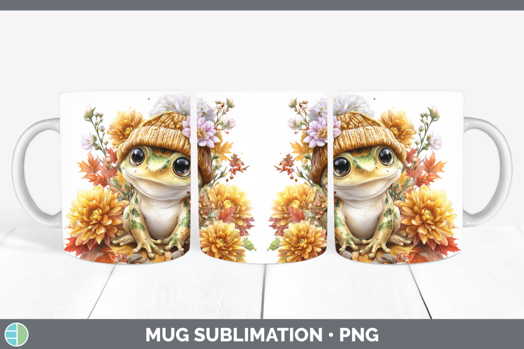 Bullfrog Mug Wrap Farm Knit Hat Sublimation Coffee Cup Desig