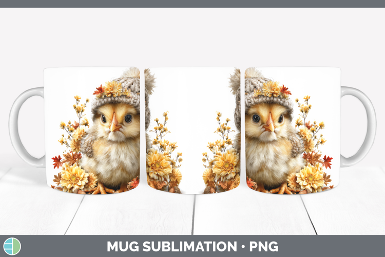 Chicken Mug Wrap Farm Knit Hat Sublimation Coffee Cup Design