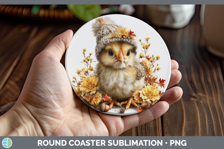 Chicken Round Coaster Farm Knit Hat Sublimation Coaster Desi