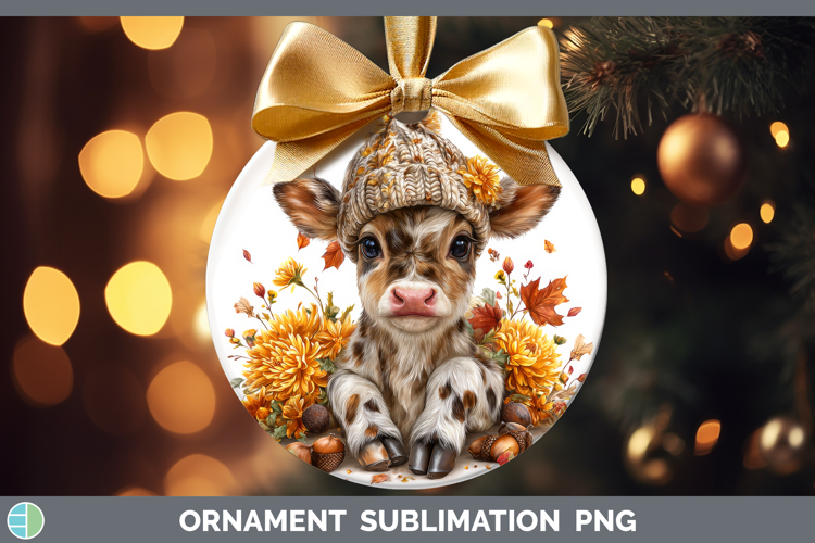 Cow Ornament Farm Knit Hat Sublimation Bauble Designs