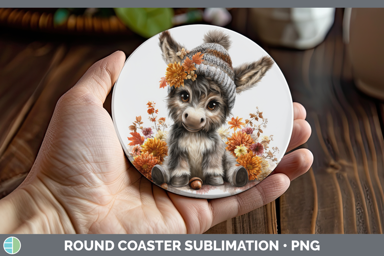 Donkey Round Coaster Farm Knit Hat Sublimation Coaster Desig