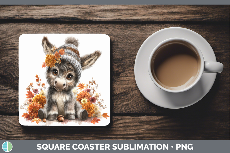 Donkey Square Coaster Farm Knit Hat Sublimation Coaster Desi