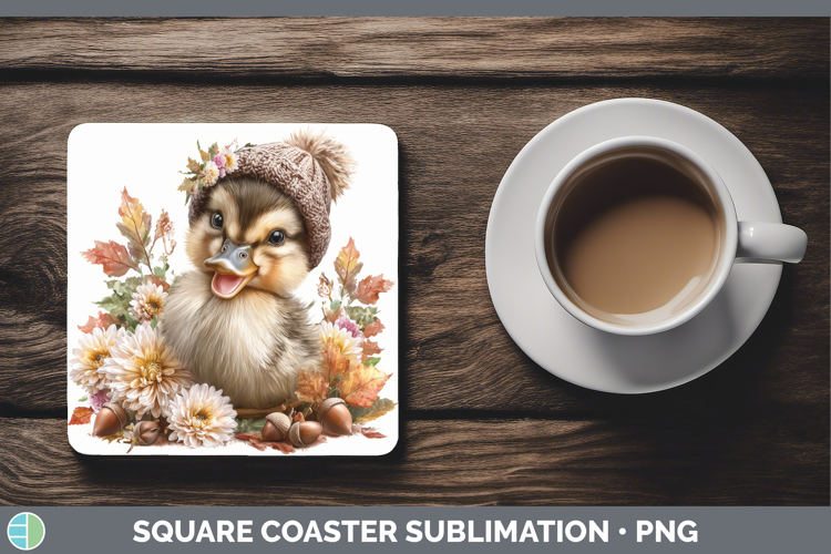 Duck Square Coaster Farm Knit Hat Sublimation Coaster Design