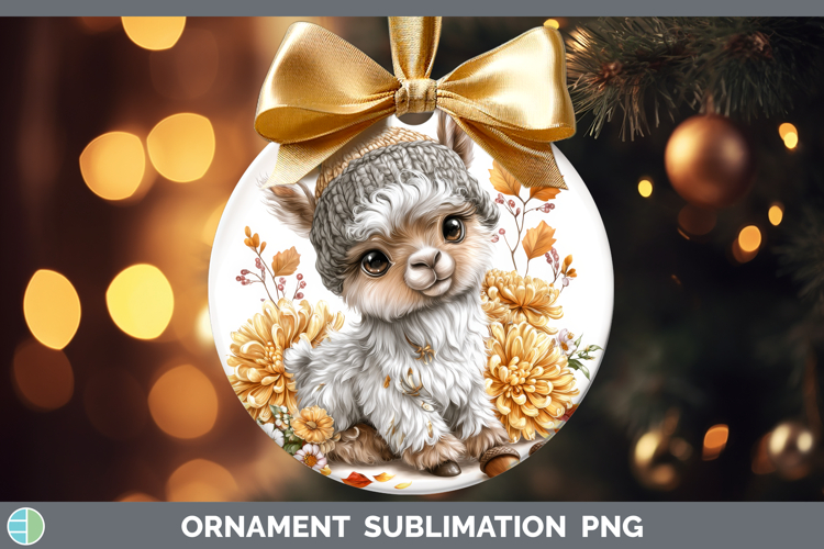 LLama Ornament Farm Knit Hat Sublimation Bauble Designs