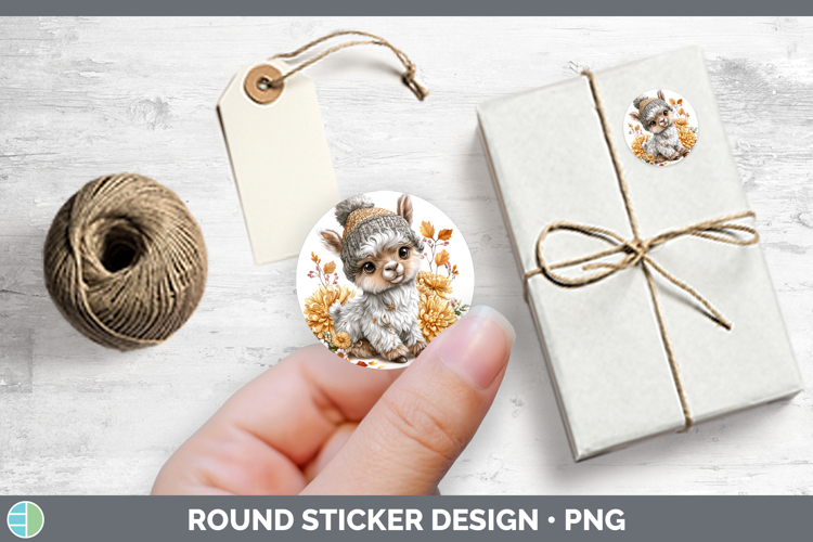 Farm Knit Hat LLama Stickers | Round Labels Designs