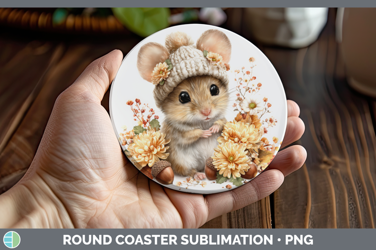 Mouse Round Coaster Farm Knit Hat Sublimation Coaster Design