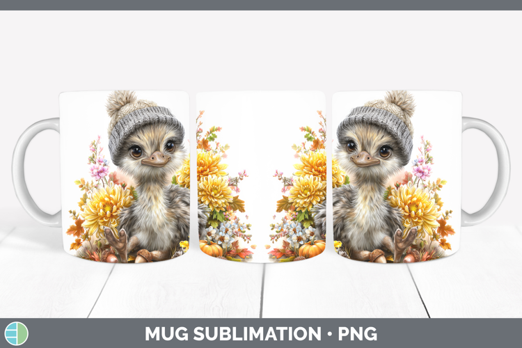 Ostrich Mug Wrap Farm Knit Hat Sublimation Coffee Cup Design