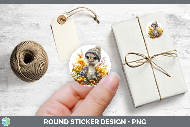 Farm Knit Hat Ostrich Stickers | Round Labels Designs