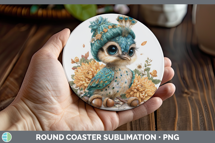Peacock Round Coaster Farm Knit Hat Sublimation Coaster Desi