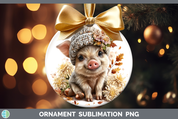 Pig Ornament Farm Knit Hat Sublimation Bauble Designs