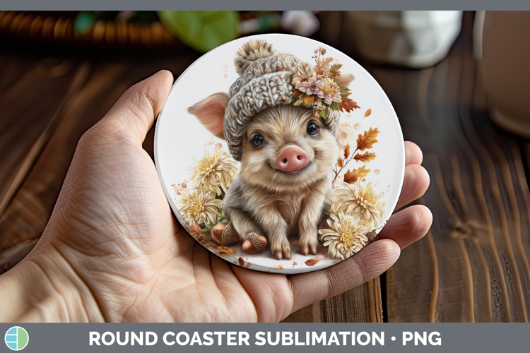 Pig Round Coaster Farm Knit Hat Sublimation Coaster Designs