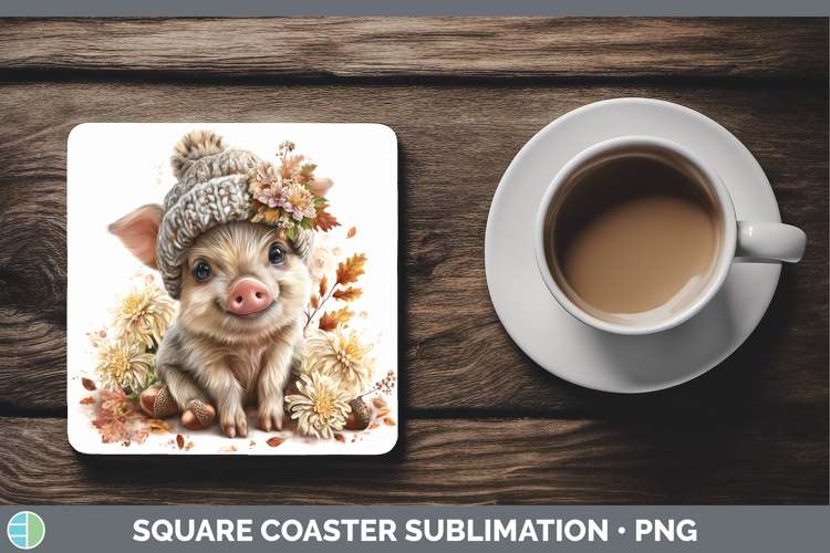 Pig Square Coaster Farm Knit Hat Sublimation Coaster Designs