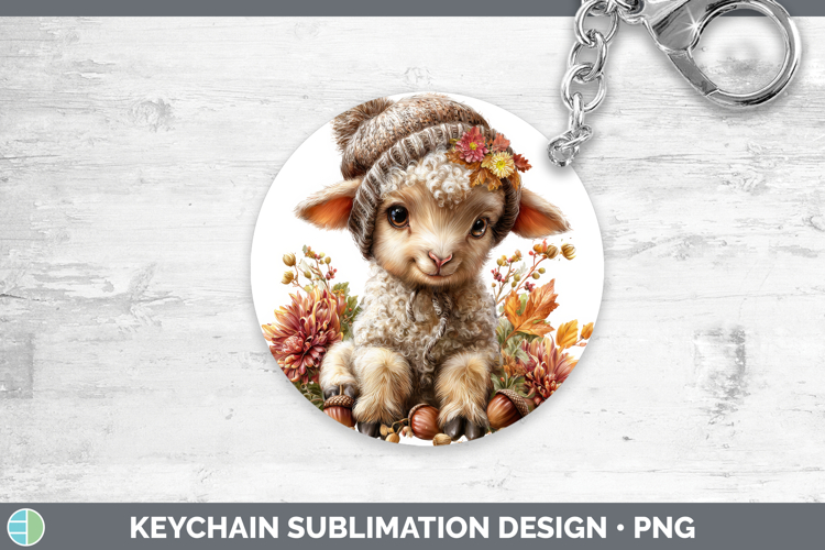 Sheep Keychain Farm Knit Hat Sublimation Keyring Designs