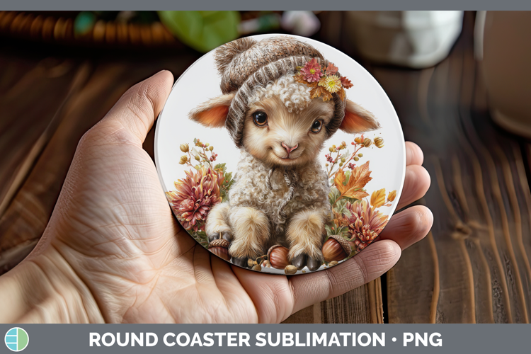 Sheep Round Coaster Farm Knit Hat Sublimation Coaster Design
