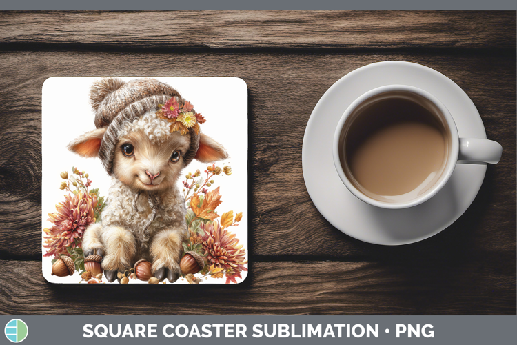 Sheep Square Coaster Farm Knit Hat Sublimation Coaster Desig