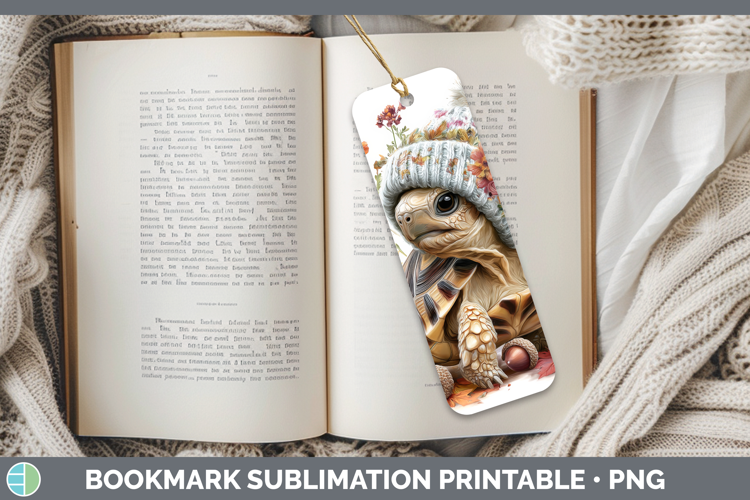 Tortoise Bookmark Farm Knit Hat Sublimation Printable Design
