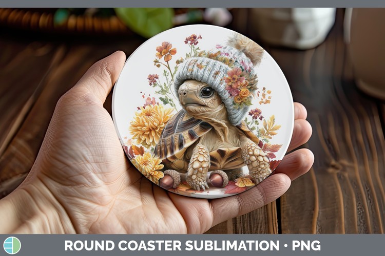 Tortoise Round Coaster Farm Knit Hat Sublimation Coaster Des