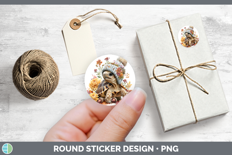 Farm Knit Hat Tortoise Stickers | Round Labels Designs