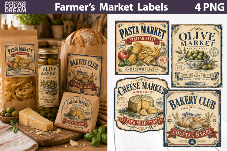 Farm Market Labels | Vintage Food Stickers