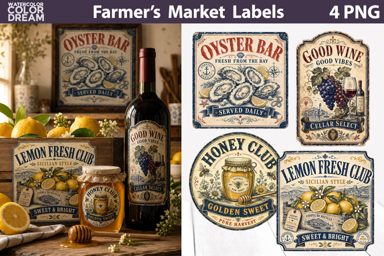Market Food Labels | Vintage Pantry Stickers
