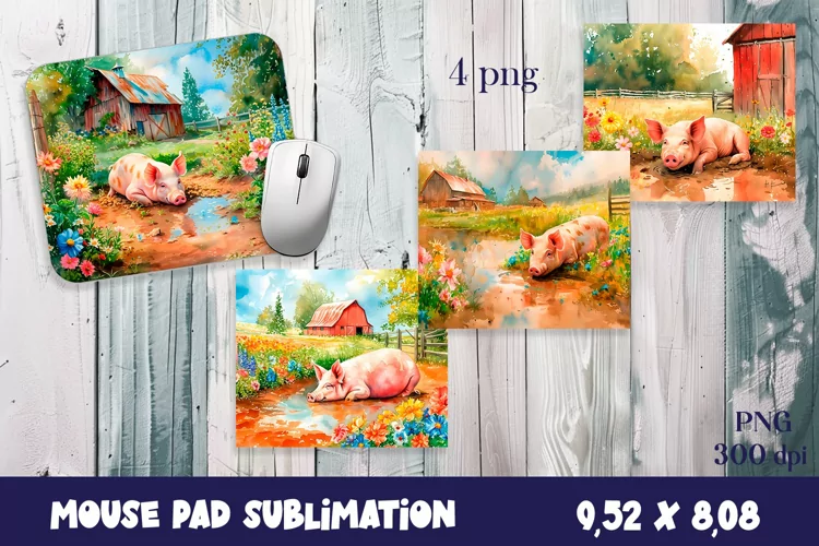 Farm Pig Sublimation|animal Mouse Pad Design