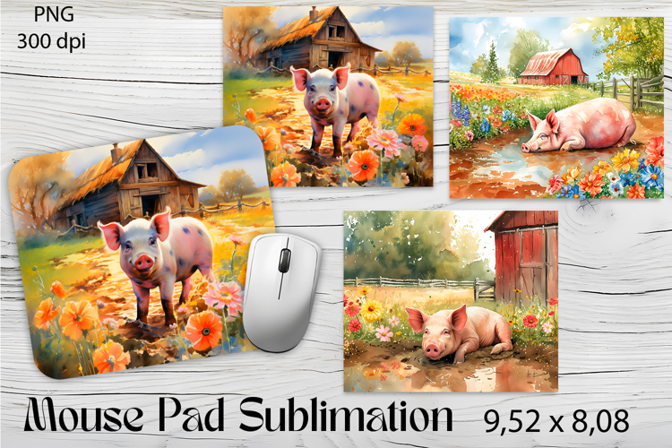 Farm Pig Sublimation|animal Mouse Pad Design