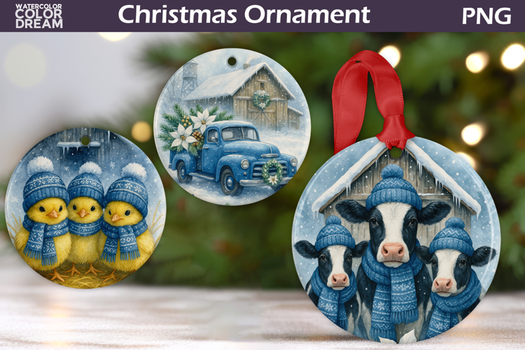 Farm Animals Christmas Ornament | Rustic Christmas Ornament
