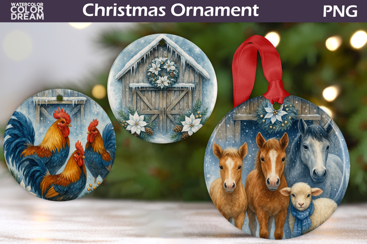 Farm Animals Christmas Ornament | Rustic Christmas Ornament
