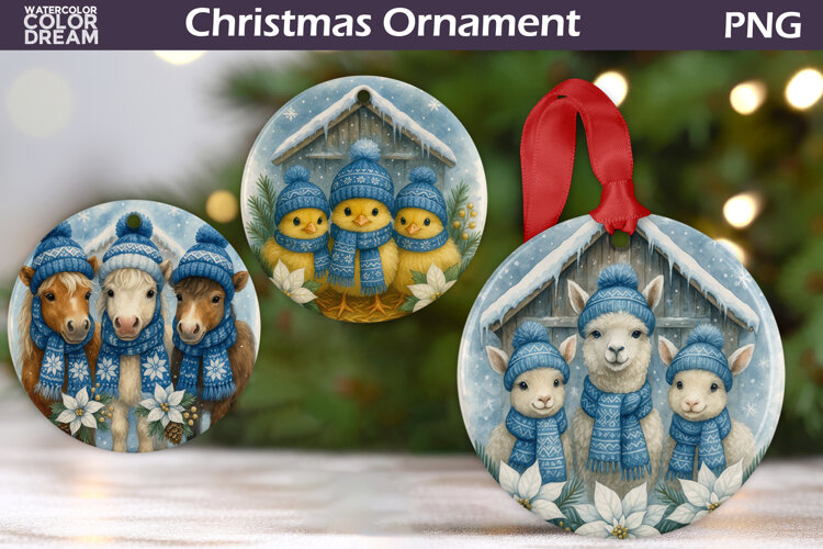 Farm Animals Christmas Ornament | Rustic Christmas Ornament example image 1