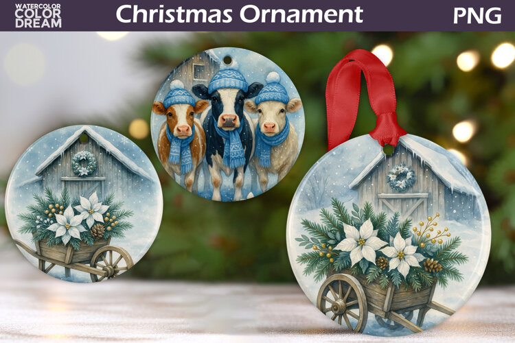 Farm Animals Christmas Ornament | Rustic Christmas Ornament example image 1