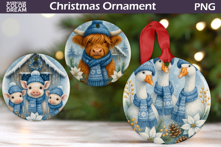 Farm Animals Christmas Ornament | Rustic Christmas Ornament example image 1