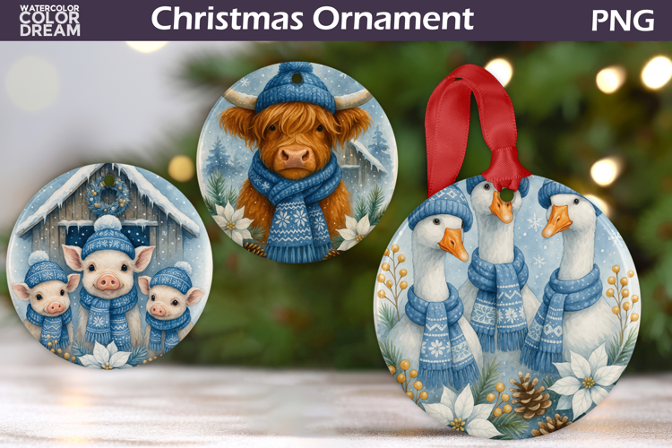 Farm Animals Christmas Ornament | Rustic Christmas Ornament