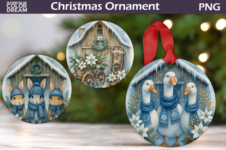 Farm Animals Christmas Ornament | Rustic Christmas Ornament