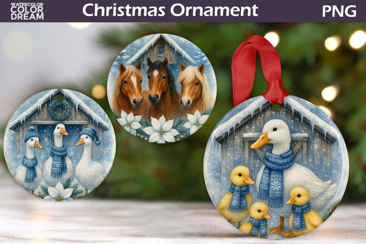 Farm Animals Christmas Ornament | Rustic Christmas Ornament