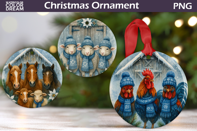 Farm Animals Christmas Ornament | Rustic Christmas Ornament