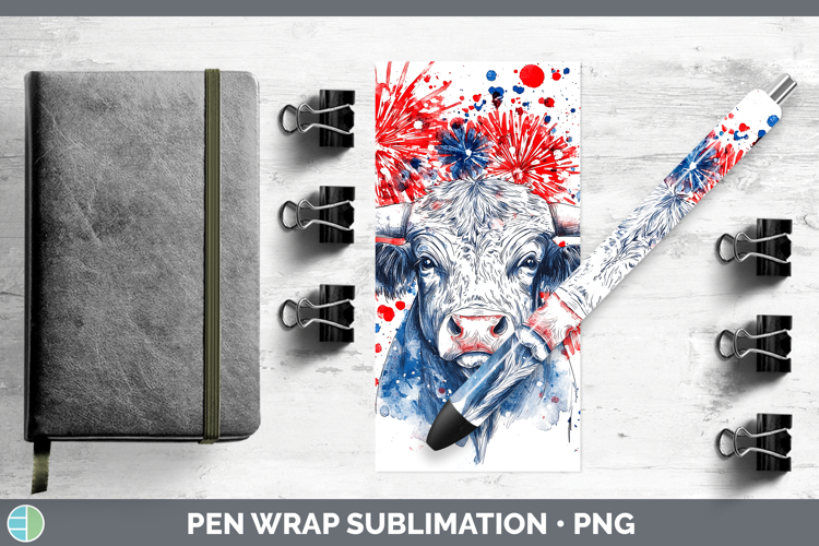 Farm Patriotic Splash Bull Pen Wrap Sublimation Pen Designs