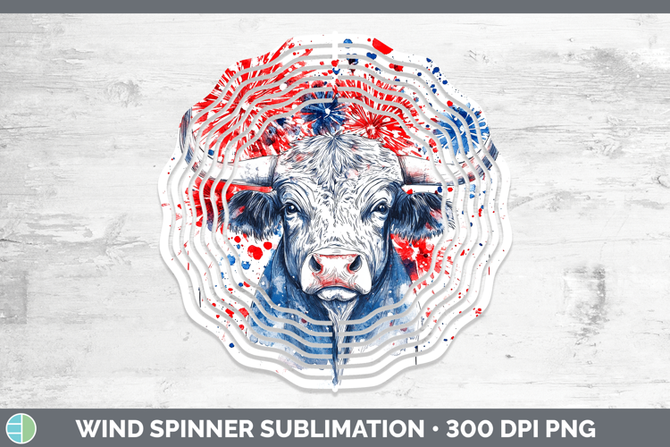 Farm Patriotic Splash Bull Wind Spinner Sublimation Spinner