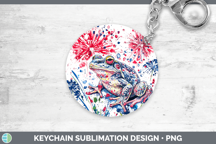 Farm Patriotic Splash Bullfrog Keychain Sublimation Keyring